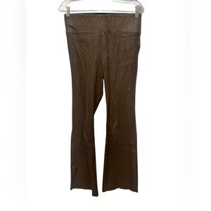 SPRWMN brown leather crop flare pants Size:L